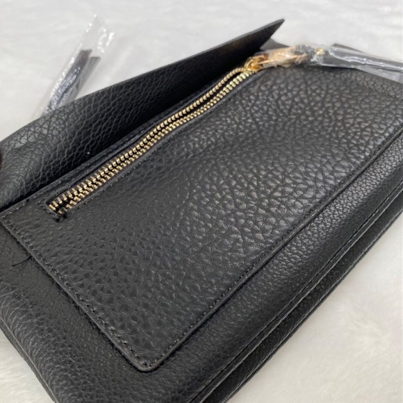 NWT Francesca’s Collection Black Slim Crossbody Bag or Clutch with Gold Chain - Picture 4 of 14